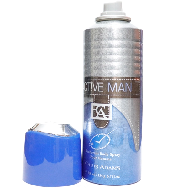 اسپری خوش بو کننده بدن اکتیو من آبی مردانه اصل کریس آدامز دئودورانت 24 ساعته 200 میل | CHRIS ADAMS Active Man Deodorant Body Spray Pour Homme 200ml